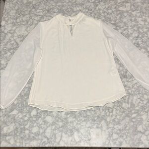 White House Black Market Cream Keyhole Blouse
